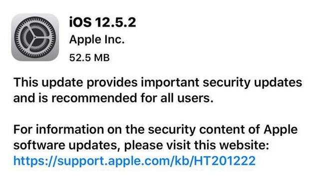 阳高苹果手机维修分享iOS12.5.2发布，建议所有老苹果用户安装 